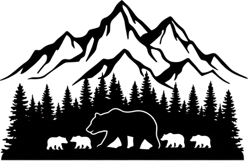 Campervan decal mountain bears design - TenStickers