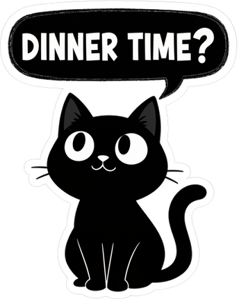 Fridge sticker for the hungry cat's dinner question - TenStickers