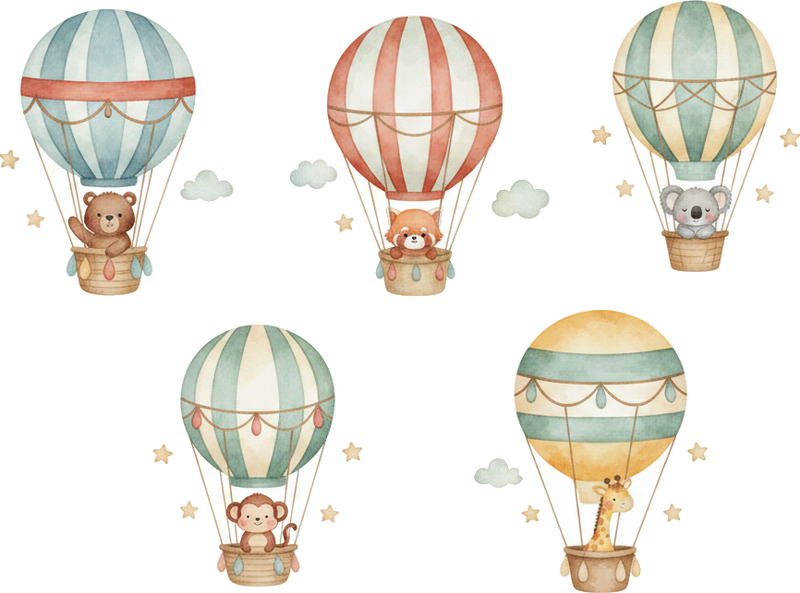 Childrens' wall stickers watercolor animal balloons - TenStickers