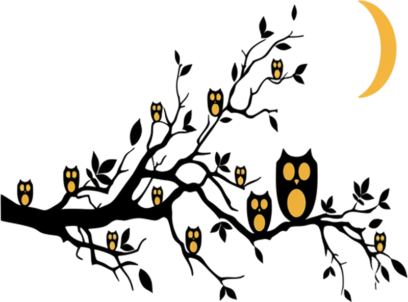 Sticker mural chouette confortable sur arbre - TenStickers