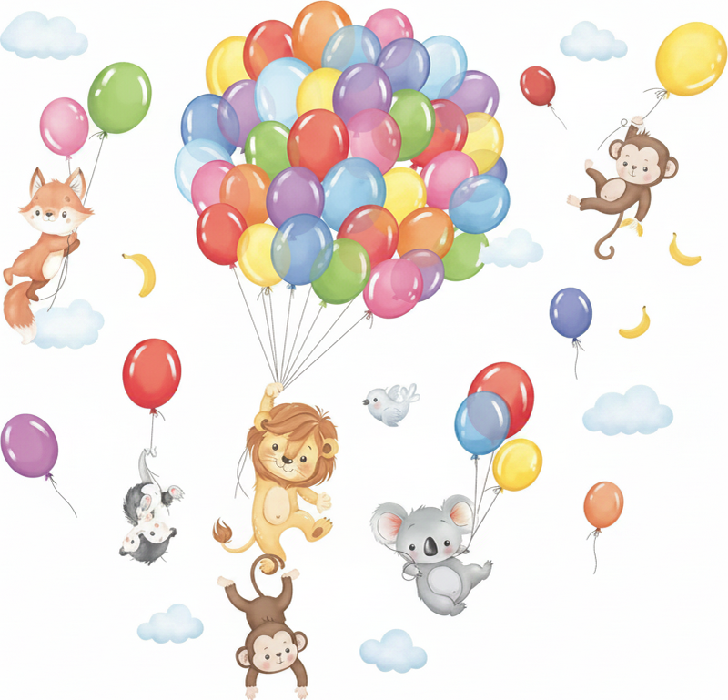 Wandtattoo bunte dschungeltiere spielzimmer dekor - TenStickers