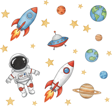 Wandtattoo astronaut rakete spielzimmer dekoration - TenStickers