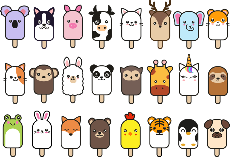 Stickers Animaux Set d'animaux en glaces - TenStickers