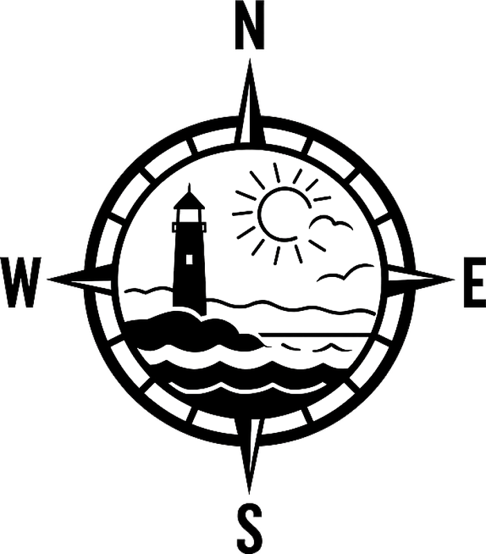Sticker camping car phare et boussole - TenStickers