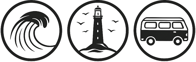Sticker camping car 3 symboles vague phare van - TenStickers