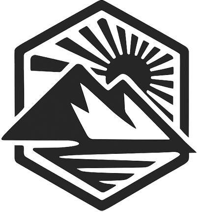 Sticker camping car design montagne et soleil - TenStickers