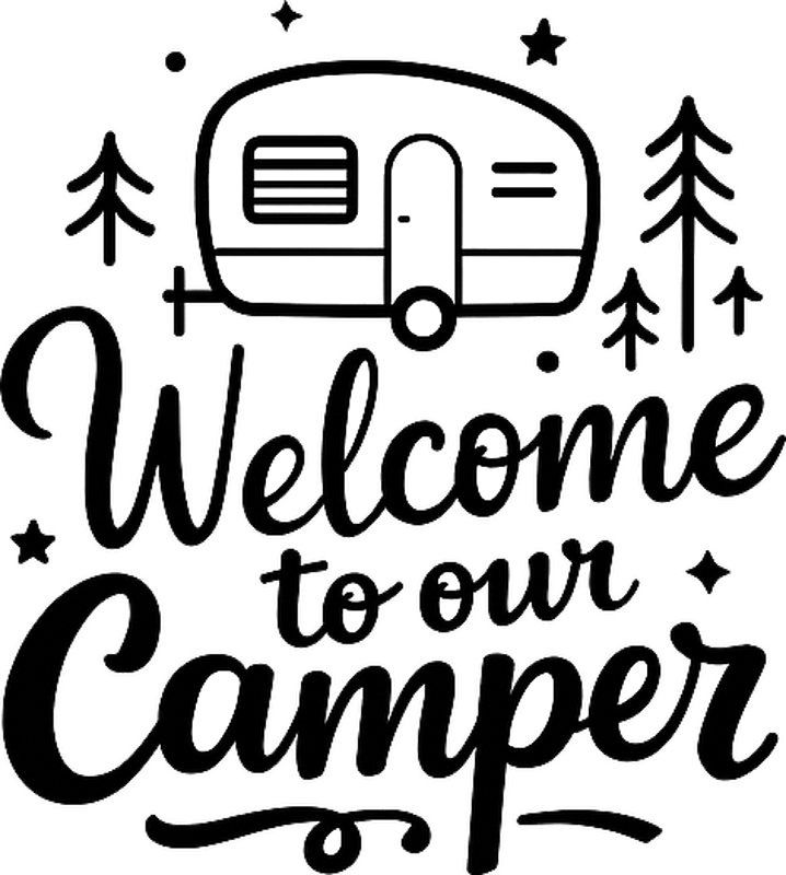 Sticker camping car bienvenue dans notre camp - TenStickers