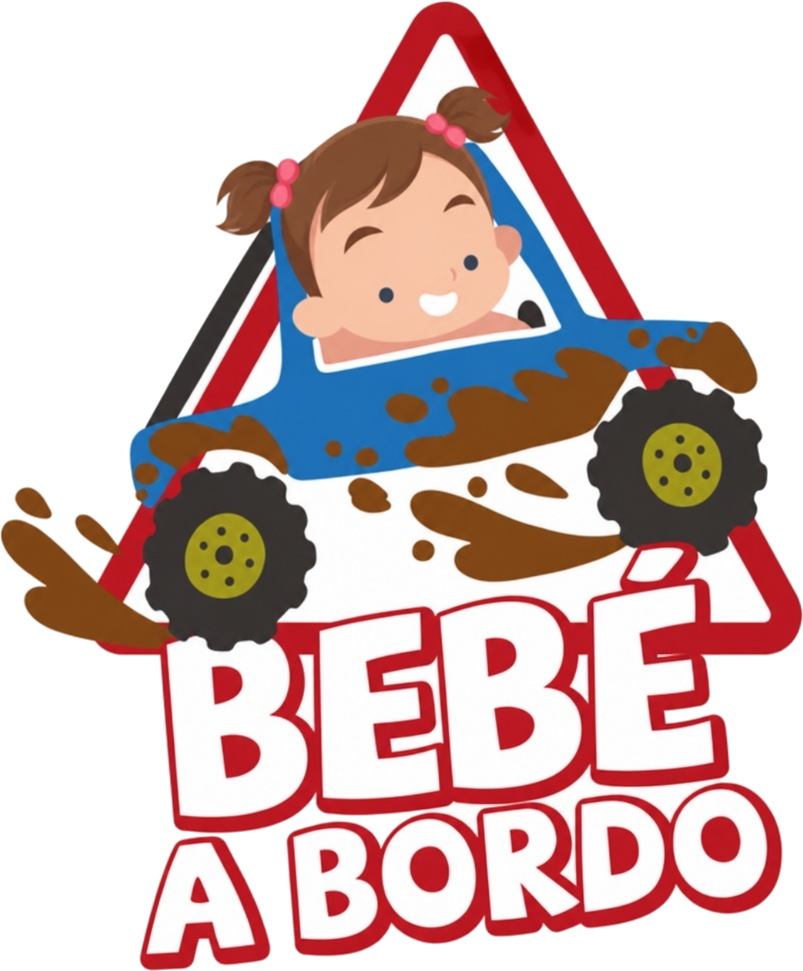 Pegatina bebé a bordo niña en coche azul - TenVinilo