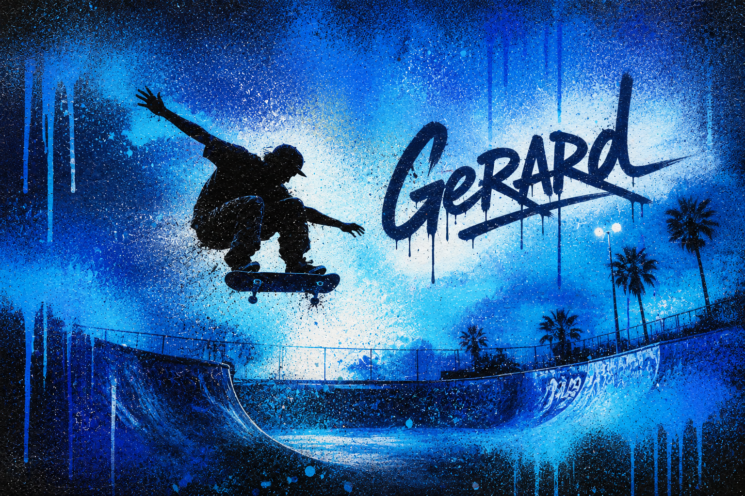 Sticker pour ordinateur graffiti skate park avec nom - TenStickers