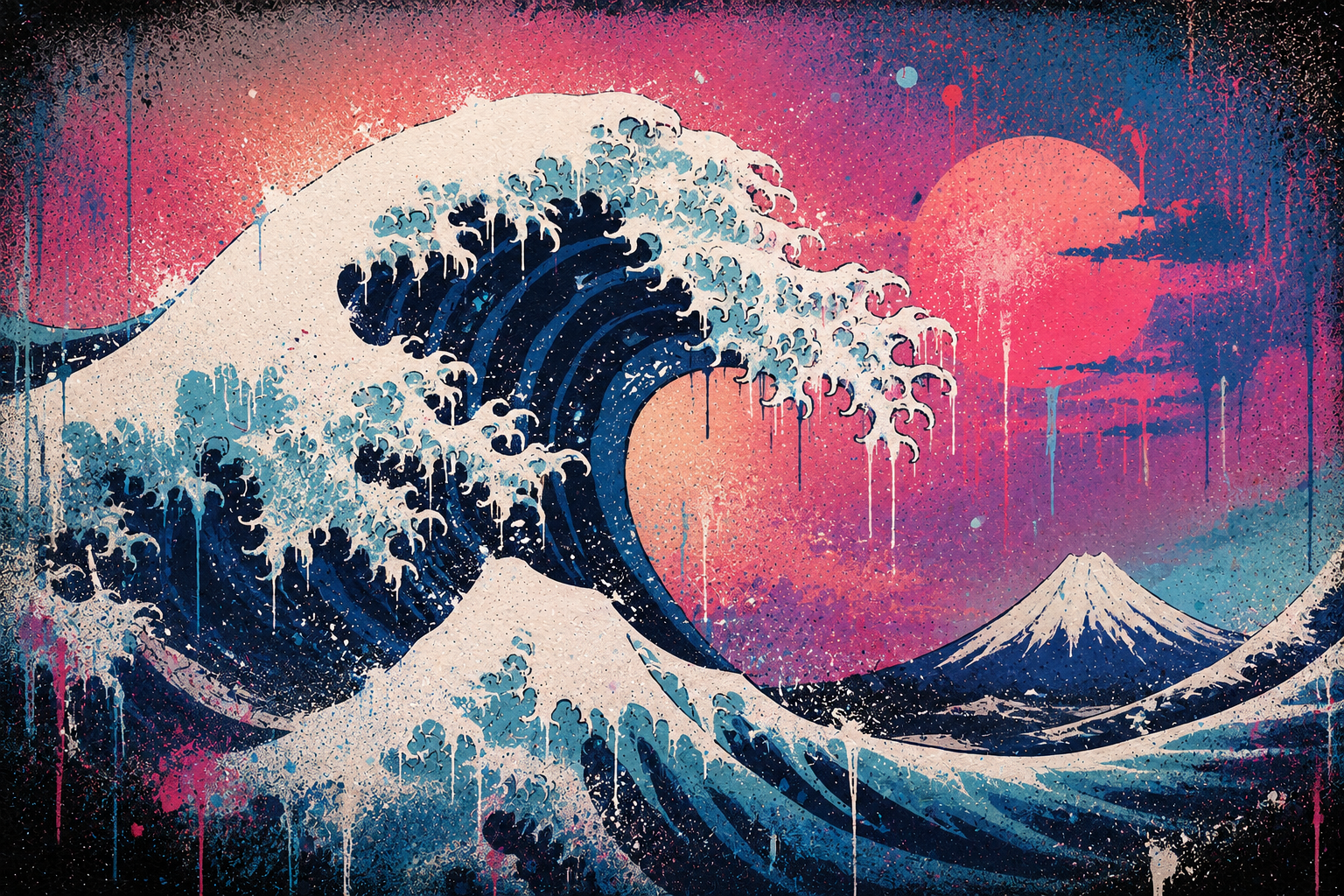 Laptop skin kanagawa wave graffiti design - TenStickers