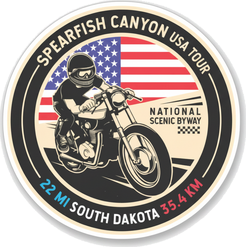 Adesivo moto tour del canyon di spearfish usa - TenStickers