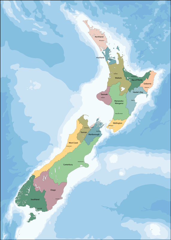 New Zealand fisic map Wall Mural decal - TenStickers