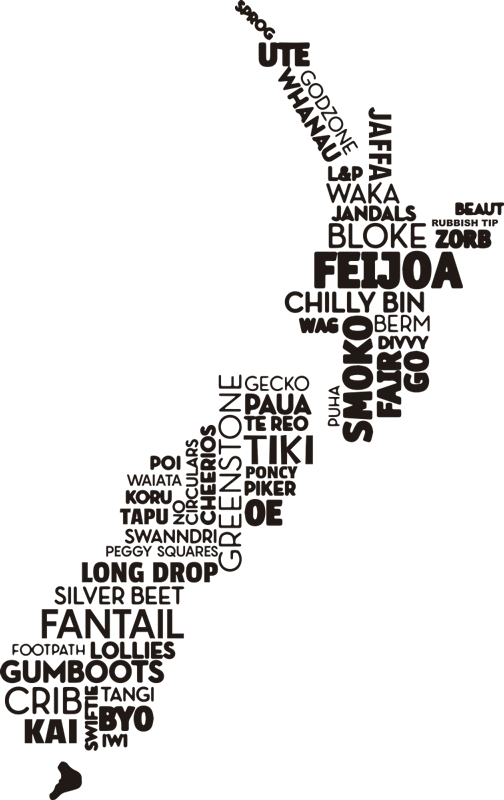 New Zealand map words world map wall decal - TenStickers
