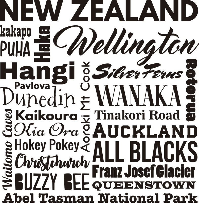 New Zealand words concepts wall decal TenStickers