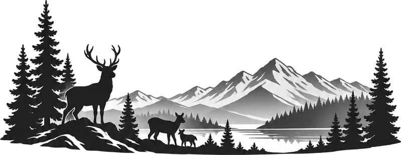 Campervan decal red deer in the mountains - TenStickers