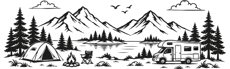 Campervan decal landscape campsite - TenStickers