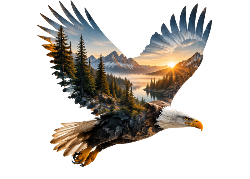 Campervan decal white-tailed eagle and landscape - TenStickers