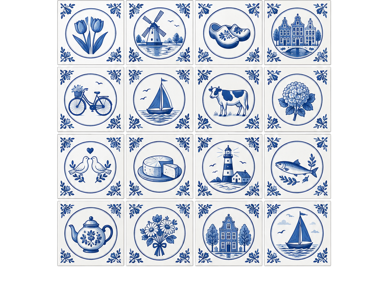 Tegelsticker delftse tegels set - TenStickers