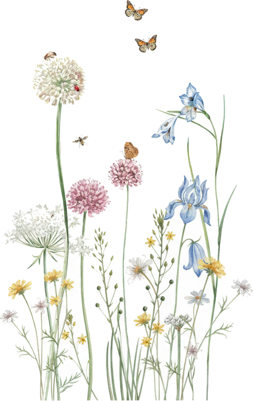 Sticker porte grandes fleurs colorées - TenStickers