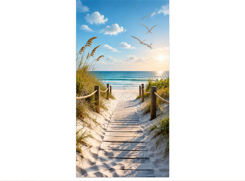 Door sticker nice beach landscape decoration - TenStickers
