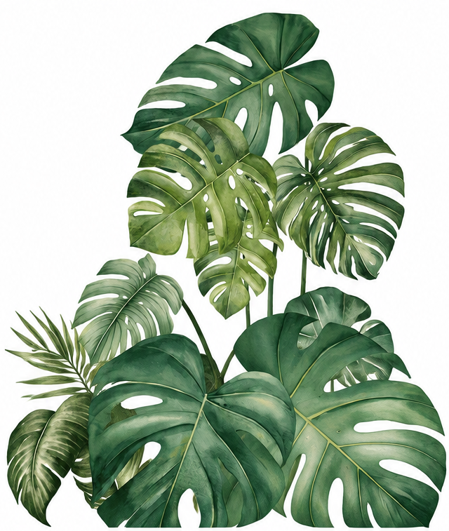 Adesivo bagno grandi foglie di monstera - TenStickers