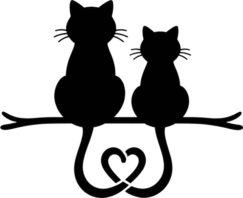 Car sticker cats holding tails - TenStickers
