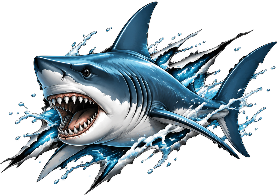 3d hungry shark car sticker - TenStickers