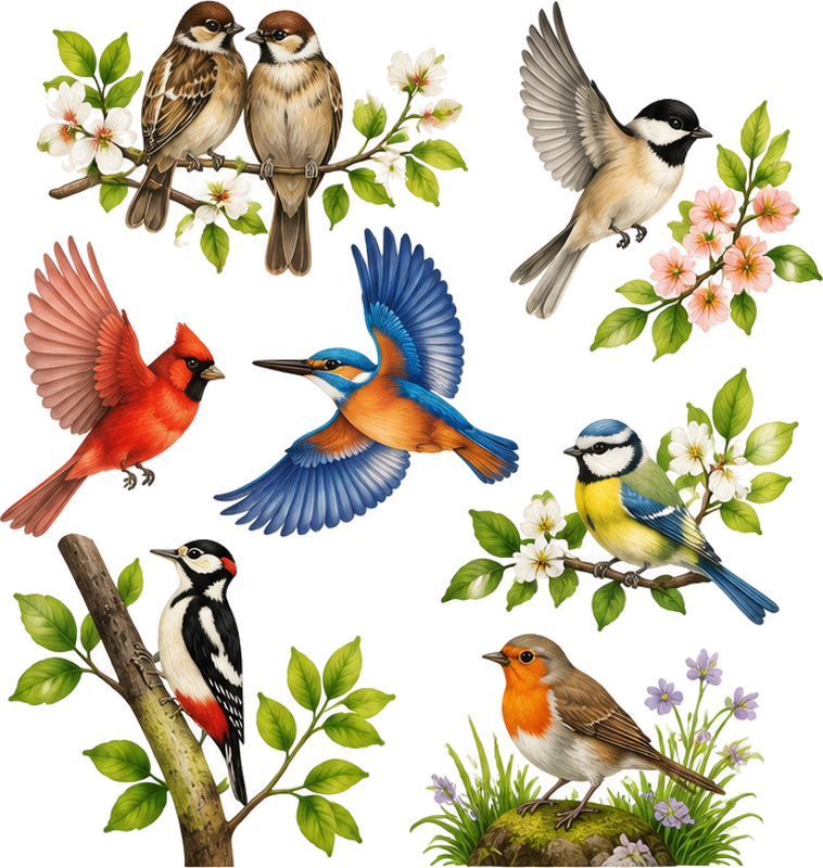 Fensteraufkleber vögel osterdekoration - TenStickers