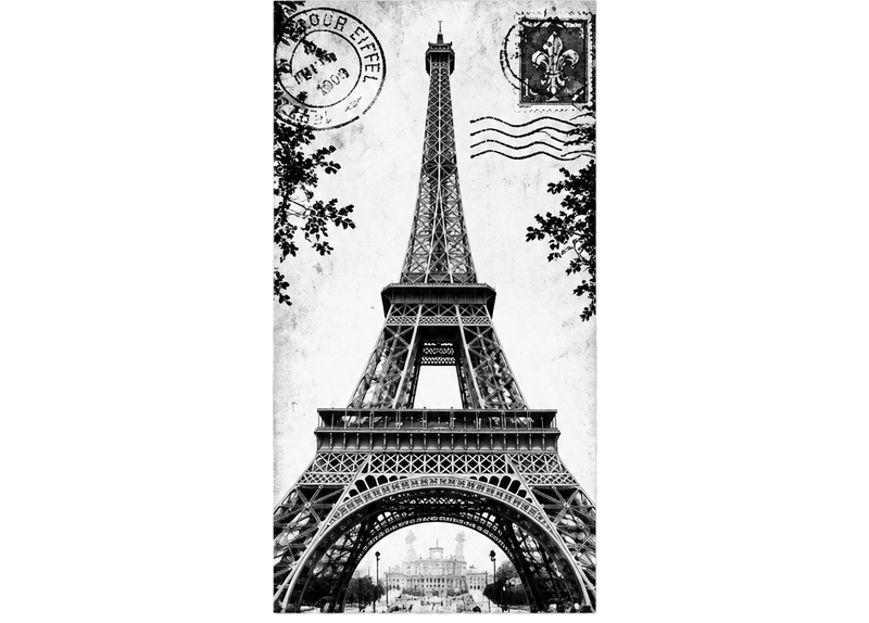 Vinilo puerta torre eiffel en primer plano - TenVinilo