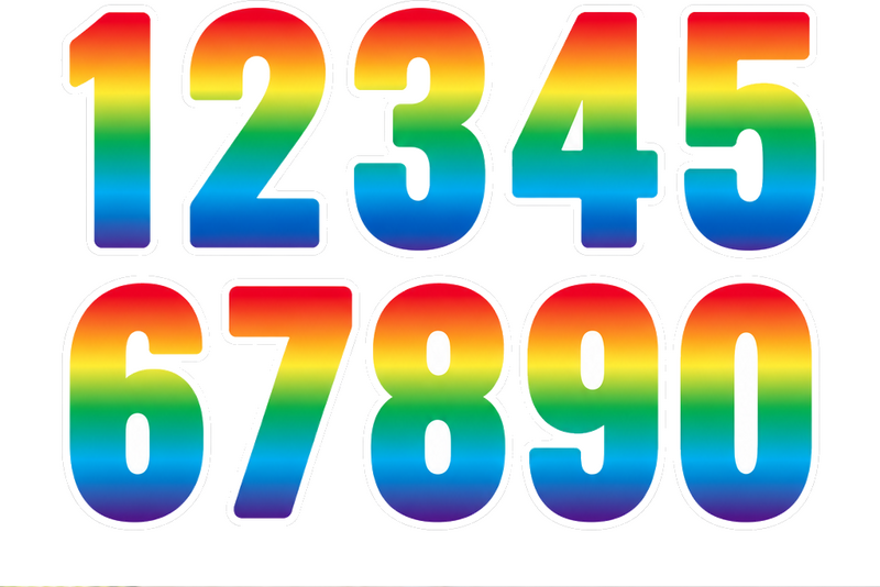 Sticker poubelle chiffres arc-en-ciel - TenStickers