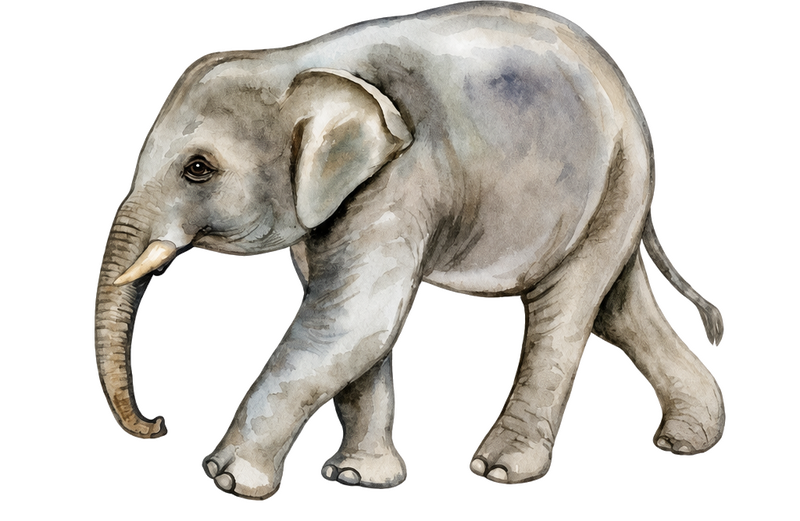 Wallsticker dyr elefant tegnet - TenStickers