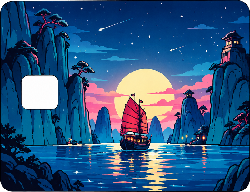 Credit card sticker night cityscape - TenStickers