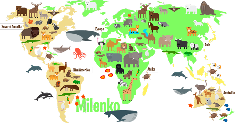 Světová živočišná fauna s nálepkou na zeď - TenStickers