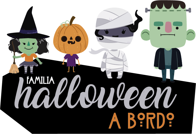 Pegatina Halloween familia a bordo - TenVinilo