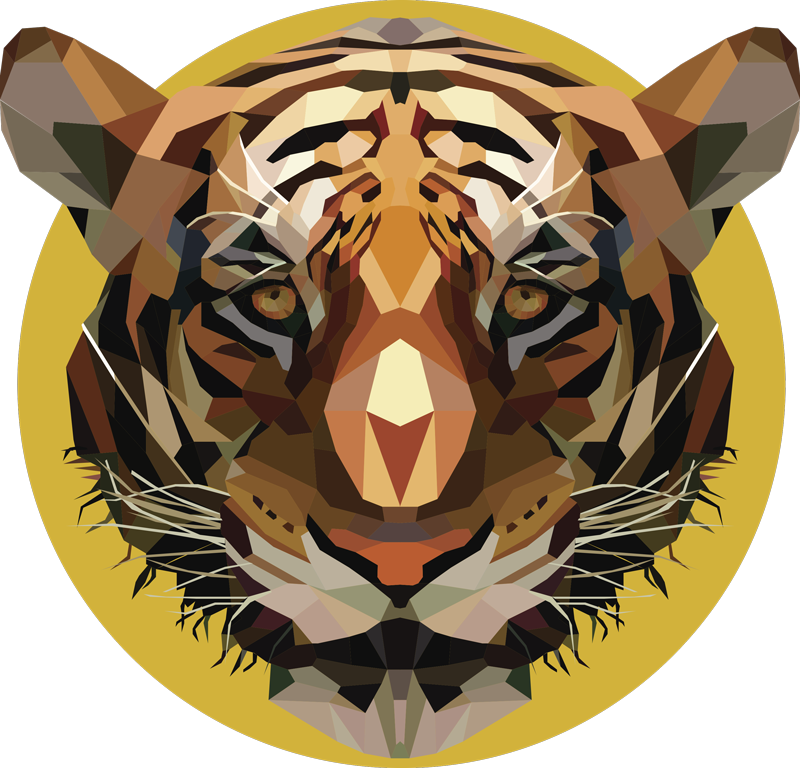 다각형 호랑이 동물 야생 동물 전사 - TenStickers