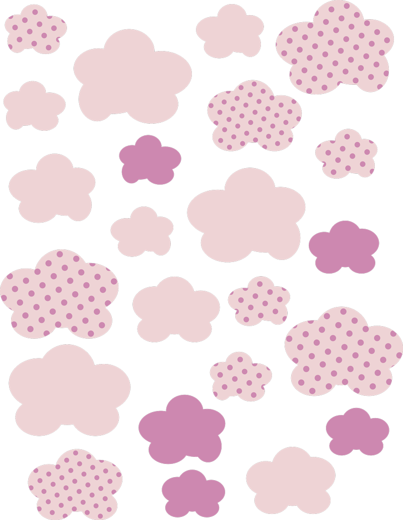 ピンクの雲のイラストステッカー Tenstickers