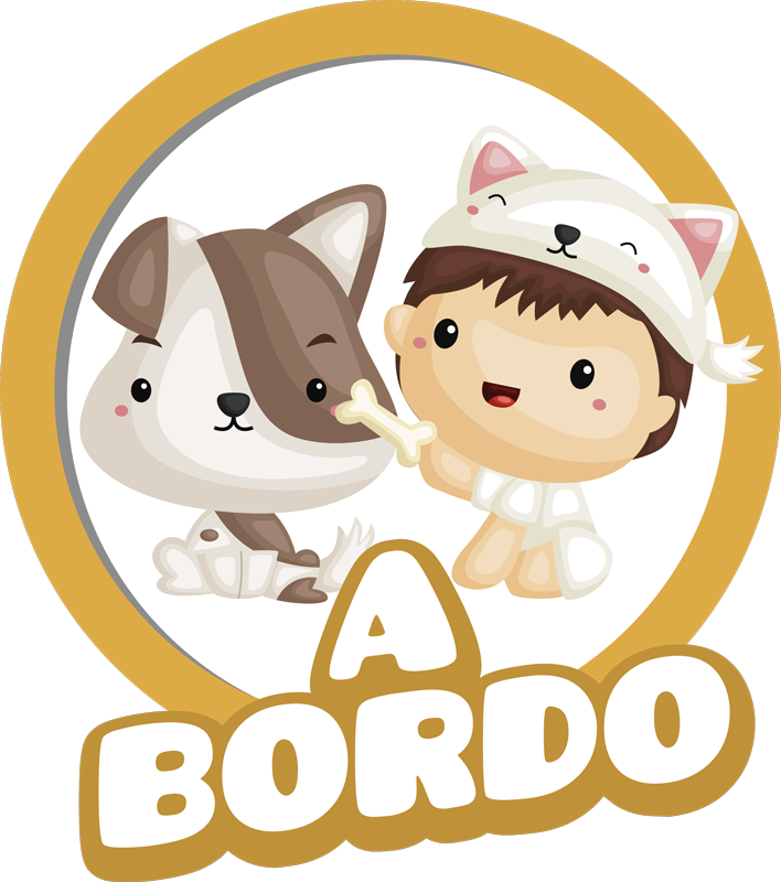 Pegatina bebé a bordo perro y bebé - TenVinilo