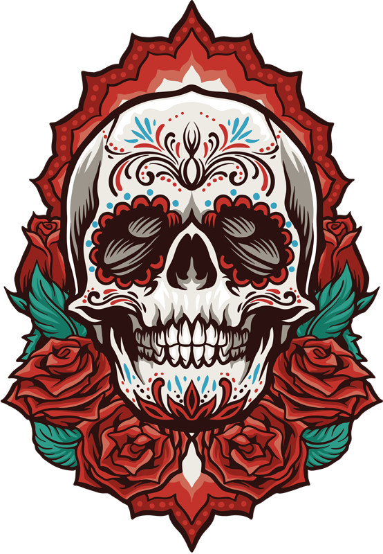 笔记本电脑贴纸 骷髅与玫瑰 - TenStickers