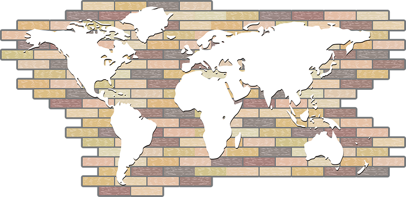 レンガのテクスチャの世界地図の壁のステッカー Tenstickers