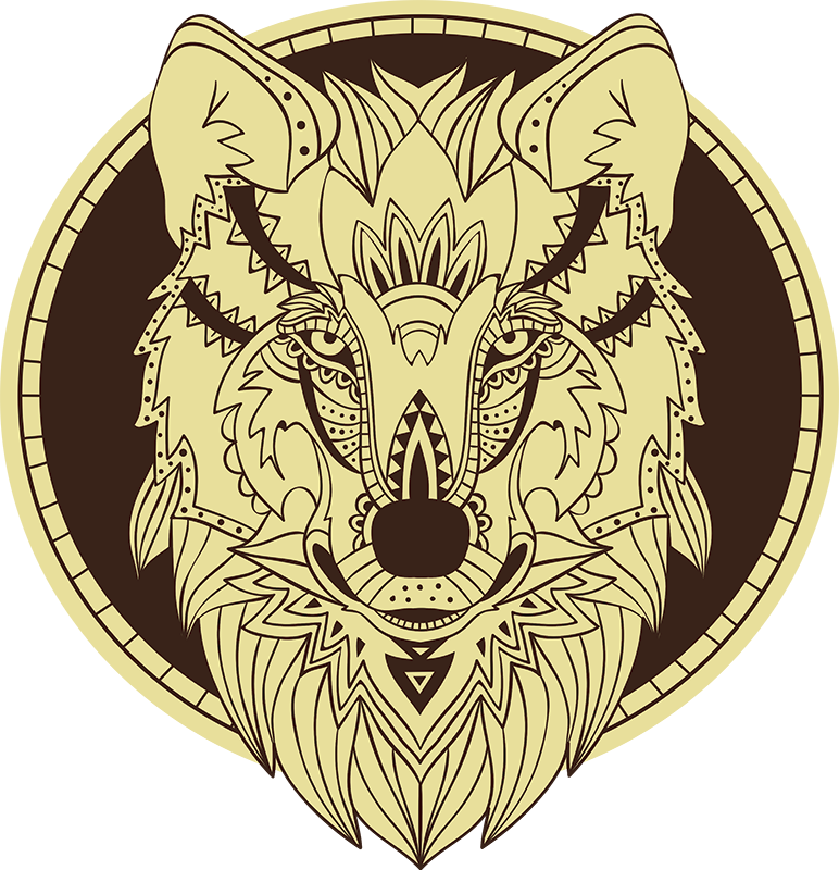 드래곤과 공룡 벽 스티커 예술적인 늑대 머리 - TenStickers