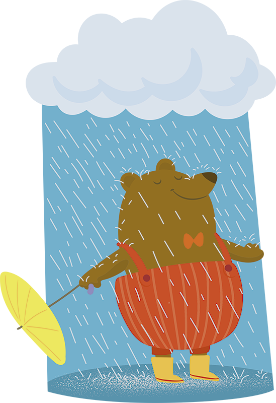 Vinilo ilustración Oso mojado para niños - TenVinilo