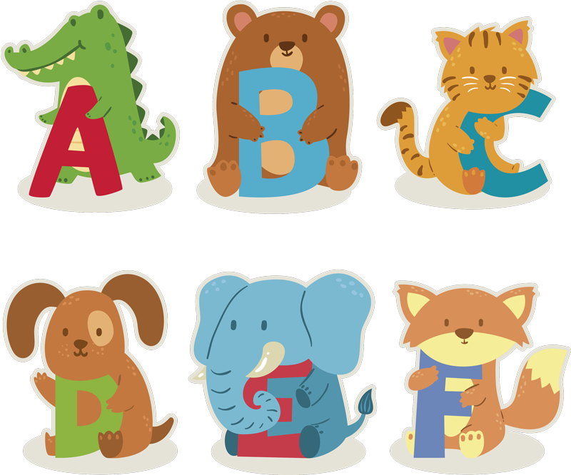 Stickers Repositionnables Alphabet Design avec Animaux