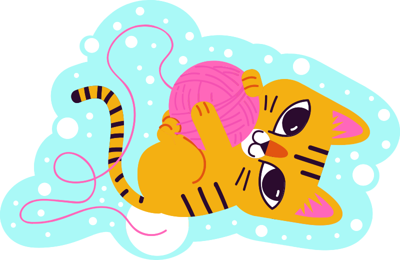 Naklejka na ścianę Kot z kłębkiem wełny - TenStickers