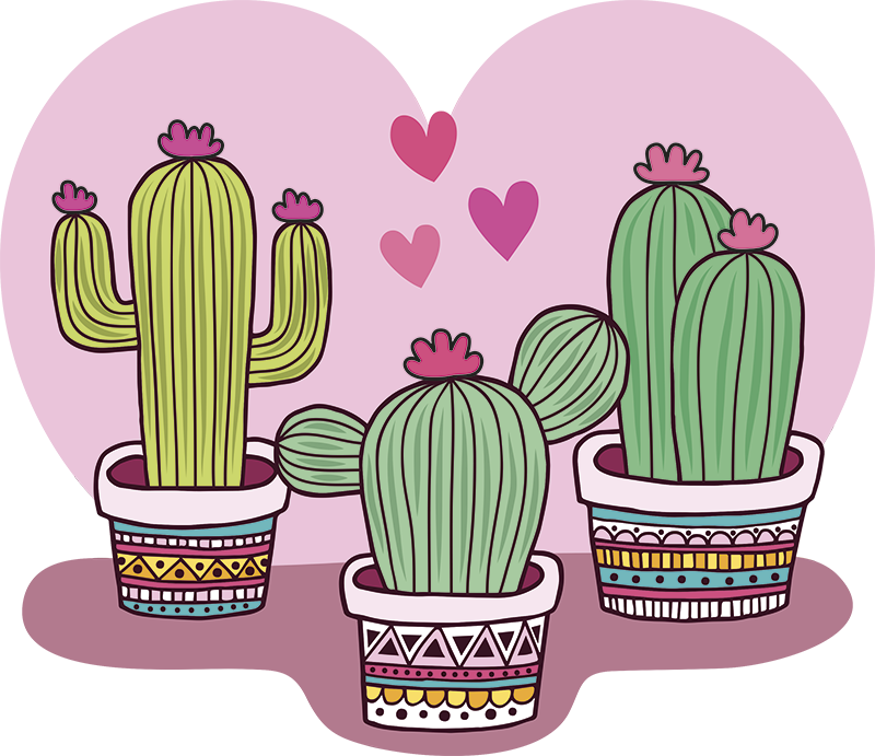 Vinilo de plantas de cactus con amor - TenVinilo