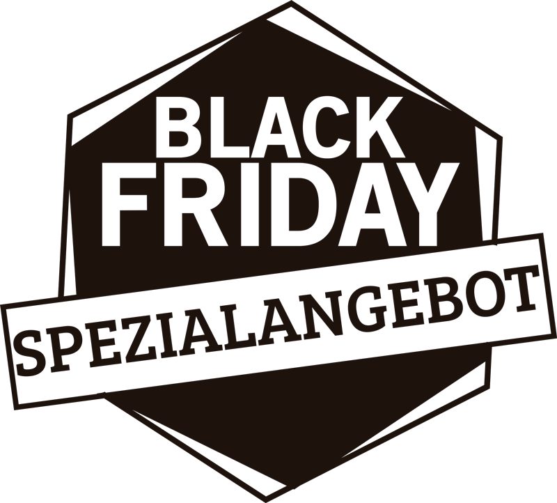 TenStickers. Black Friday Spezialangebot Fenster Aufkleber. Kaufen sie unser einfach aufzutragendes shop-front-Aufkleber für black friday-verkäufe auf geometrischem hintergrund mit dem text "black friday-sonderangebot".