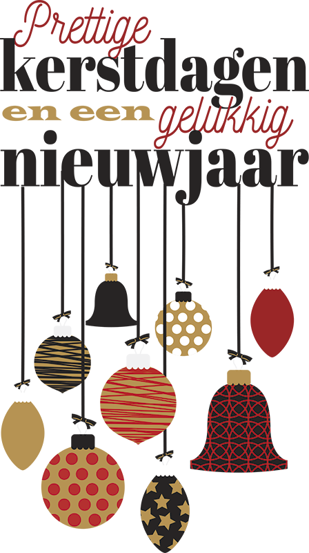 Kerst raamstickers tekst met ballen - TenStickers