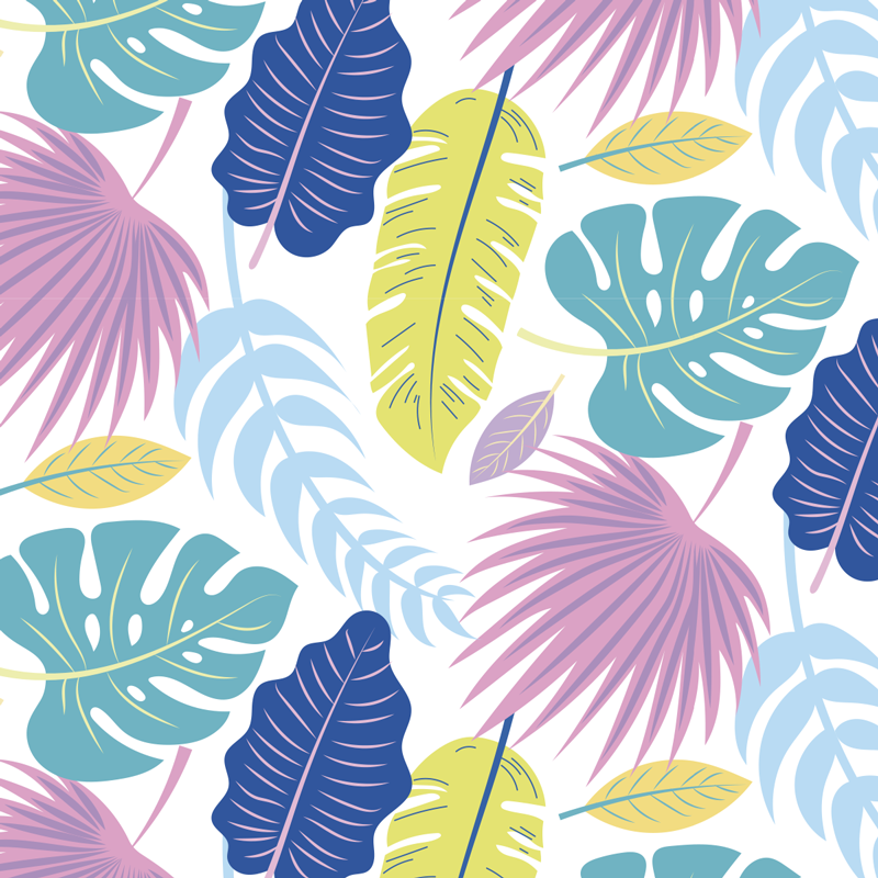 Tropical flowers Wall Mural sticker - TenStickers