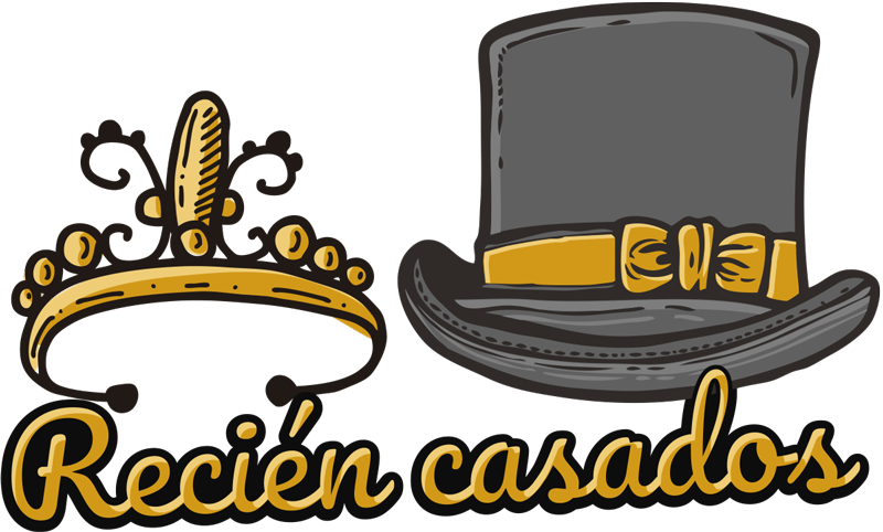 Pegatina boda para coche tiara y sombrero recién casados - TenVinilo