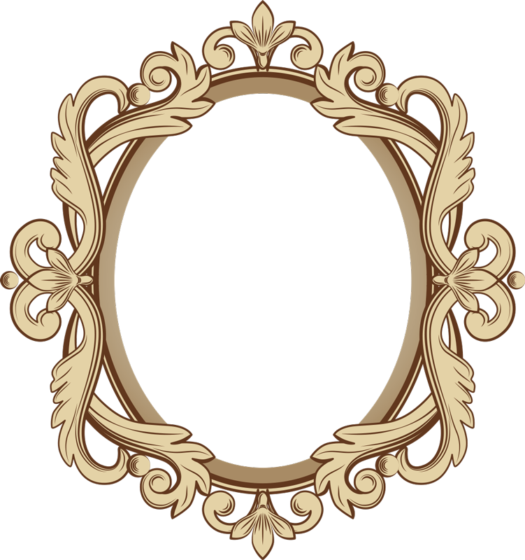Mirror Vinyl Sticker Removable Picture Frame Oval Mirror