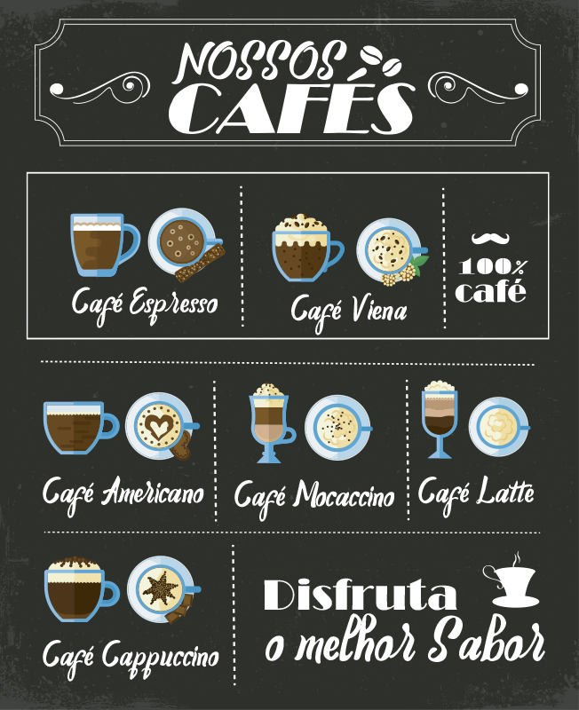 Autocolantes de bebidas Os nossos cafés - TenStickers